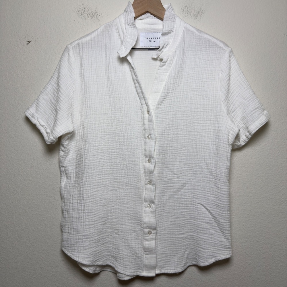 The Shirt Rochelle Behrens Women Cotton Gauze Button Down Medium White Luxury